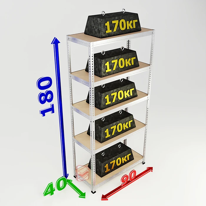 Стеллаж оцинкованный металлический SBL 180х90х40 5 полок фото Стеллаж Мастер