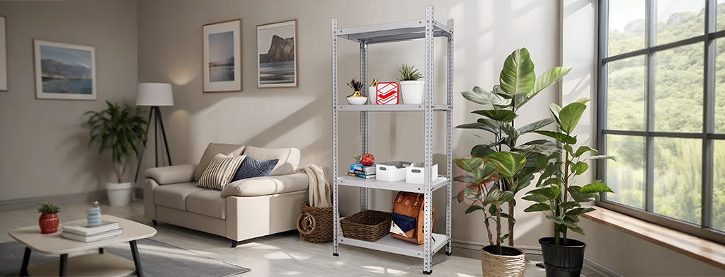 Стеллаж 4 металлические полки в интерьере квартиры - фото Стеллажин Стеллаж 4 металлические полки в интерьере квартиры - фото Стеллажин